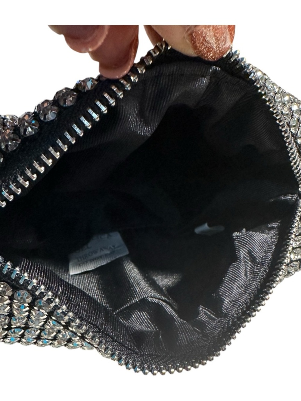Caleesa Silver Rhinestone Mini Bag  Sparkly Top Handle Evening Clutch Glam - Picture 8 of 8